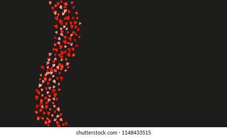 Bridal shower background with pink glitter hearts. Valentine day. Vector confetti. Hand drawn. Love theme for gift coupons, vouchers, ads, events. Wedding and bridal shower template with heart