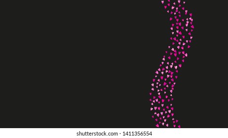 Bridal shower background with pink glitter hearts. Valentine day. Vector confetti. Hand drawn. Love theme for poster, gift certificate, banner. Wedding and bridal shower template with heart