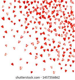 Bridal shower background with pink glitter hearts. Valentine day. Vector confetti. Hand drawn. Love theme for gift coupons, vouchers, ads, events. Wedding and bridal shower template with heart