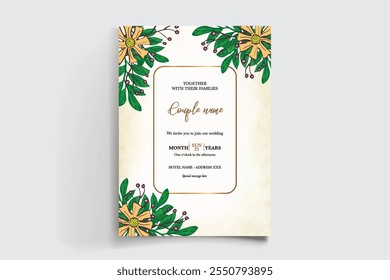 PLANTILLA DE INVITACIÓN FLORAL DE LA DUCHA NUPCIAL