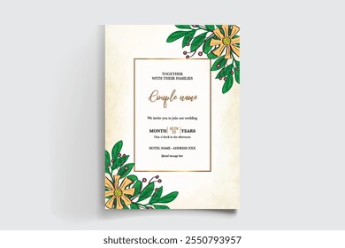 PLANTILLA DE INVITACIÓN FLORAL DE LA DUCHA NUPCIAL