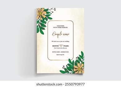 PLANTILLA DE INVITACIÓN FLORAL DE LA DUCHA NUPCIAL