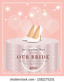 Bridal Shower Invitation. Bachelorette Party. Postcard For Pre-wedding Party. Vector Illustration.