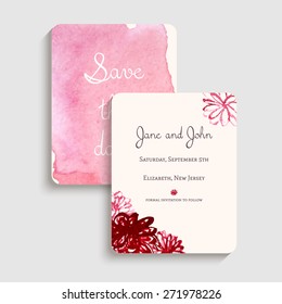 Bridal Shower Invitation Card. Floral Vector Illustration. Cute Design With Pink Watercolor Decor. Party Accessory. 