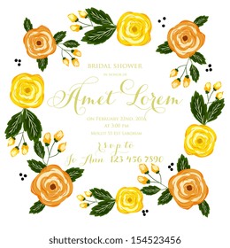 Bridal Shower invitation card Save the date floral card. Vintage wedding invitation. Flowers - summer bright background.