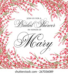 Bridal Shower invitation card with vintage watercolor lavender. Watercolor.Vector illustration. Illustration for greeting cards, invitations, and other printing projects.