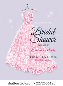 Bridal Shower invitation card with wedding dress.