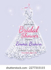 Bridal Shower invitation card with wedding dress.