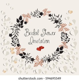 Bridal shower invitation. Design template.