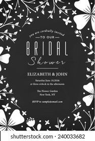 Bridal Shower Invitation on Black Background 