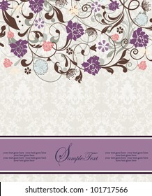 bridal shower invitation with purple flowers