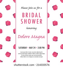 Bridal shower invitation template with delicate poppy buds and flowers vector. You can use it for invitations, flyers, postcards, cards and so on.