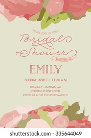 Bridal Shower Invitation Template - Vintage Floral Wedding Shower Invite - Vector