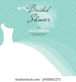 Bridal shower invitation white dress vector illustration