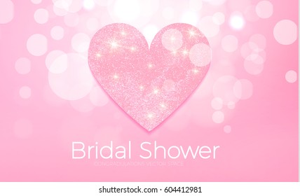 Bridal Shower. Soft and Cute Background with Shining Heart and Bokeh Effect, Vector illustration