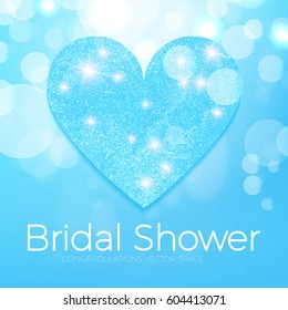 Bridal Shower. Soft and Cute Background with Shining Heart and Bokeh Effect, Vector illustration