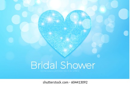 Bridal Shower. Soft and Cute Background with Shining Heart and Bokeh Effect, Vector illustration