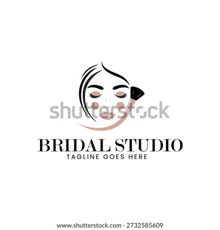 Bridal studio logo, Salon Logo, Makeup logo design, Woman logo, creative unique style Premium Vector