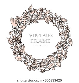 Bridal wreath of forest flowers, wreath for bride. Vector. Hand drawn artwork. Love concept for wedding invitations, cards, tickets, congratulations, branding, boutique logo, label. Black, grey, beige