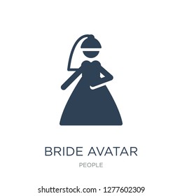 bride avatar icon vector on white background, bride avatar trendy filled icons from People collection, bride avatar vector illustration