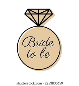 Bride to be diamond ring engagement invitation wedding party typography sticker icon sign design vector