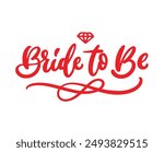 Bride to be text, hand drawn calligraphy. Modern handwritten brush lettering design. Bride to Be - text composition. Vector typography