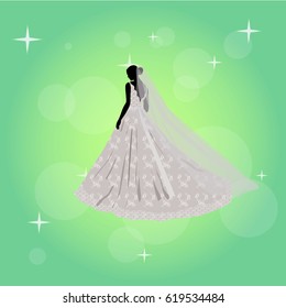 Bride. Beautiful young girl in a wedding dress vector illustration.