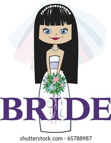 Bride with Black Hair Blue Eyes