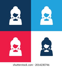 Bride blue and red four color minimal icon set