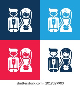 Bride blue and red four color minimal icon set