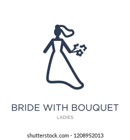 Bride with Bouquet icon. Trendy flat vector Bride with Bouquet icon on white background from Ladies collection, vector illustration can be use for web and mobile, eps10