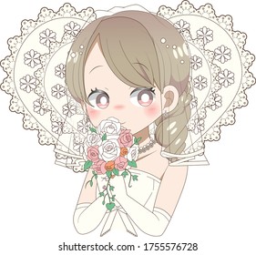 Novia con un ramo de rosas