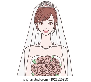 Novia con un ramo de rosas 