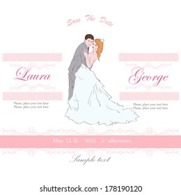 Bride and bridegroom on the frame