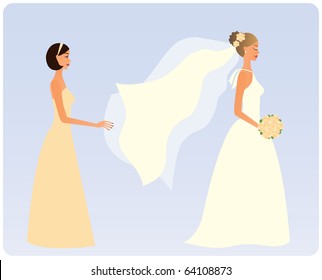 Bride with a bridesmaid