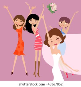 Bride and bridesmaids