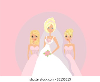 Bride with bridesmaids