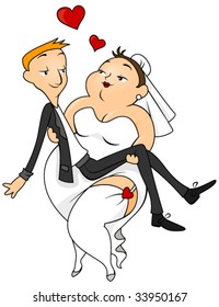 Bride carrying Groom - Vector