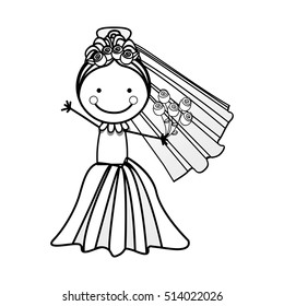 bride cartoon icon image 