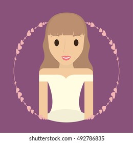 Bride cartoon icon. Save the date wedding and marriage theme. Colorful background. Vector illustration