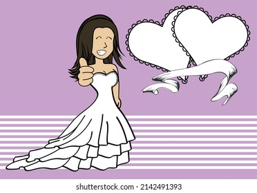 bride character cartoon kawaii expression background illustration