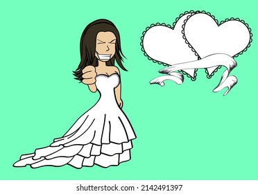 bride character cartoon kawaii expression background illustration