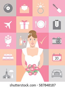 Bride with checklist planning her wedding day