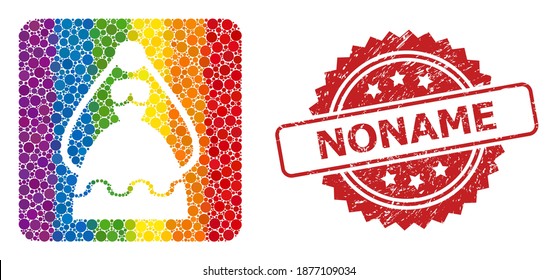 Bride collage icon of circle items in different sizes and LGBT colored shades, and Noname scratched rosette watermark. A dotted LGBT-colored Bride for lesbians, gays, transgenders, and bisexuals.