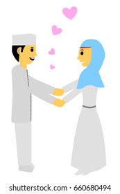 Bride Couple Muslim and Muslimah (Islam People) 
