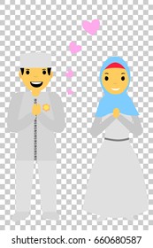 Bride Couple Muslim and Muslimah (Islam People) 