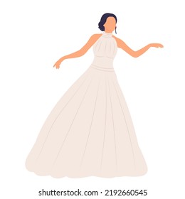 bride dancing in flat style isolated