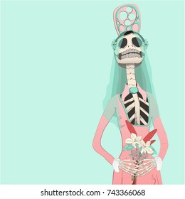 Bride at the Day of the dead background