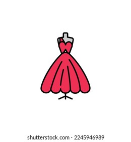 icono de la línea de vestimenta de novia. Elementos de los iconos de la ilustración del día de San Valentín. Los signos, símbolos se pueden utilizar para web, logotipo, aplicación móvil, interfaz de usuario, UX en fondo blanco