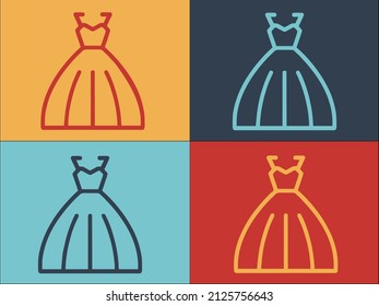 Bride Dress Logo-Vorlage, einfaches, flaches Symbol für Hochzeit, schön, Kleid
